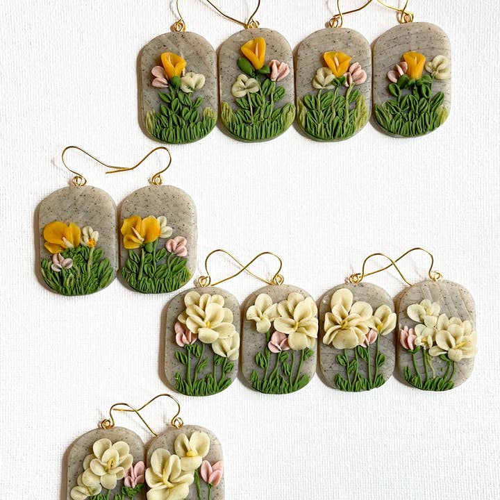 Flowers on a Wall / - Polymer Clay Earrings for wholesale by Aura Simply Creates