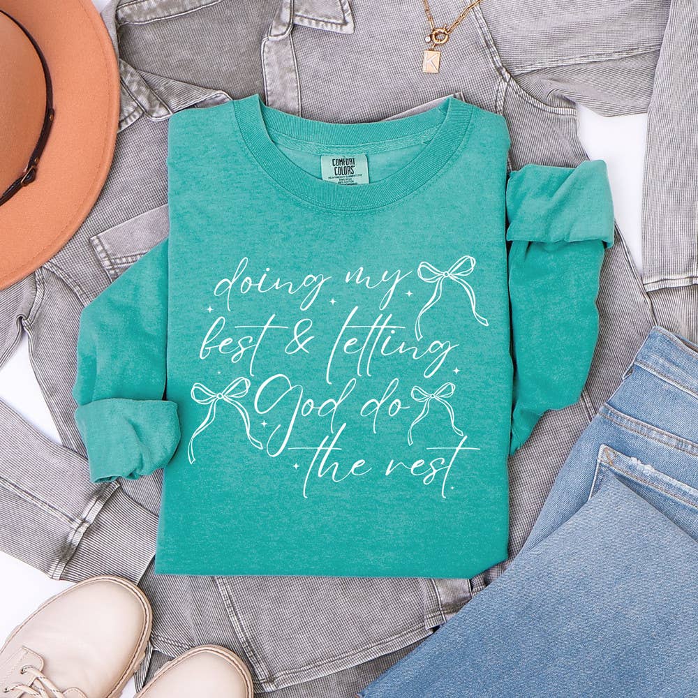 Trendy Transfers - Wholesale Sublimation Transfer - Doing My Best & Letting God Do The Rest Bows WHITE DTF Heat Transfer0