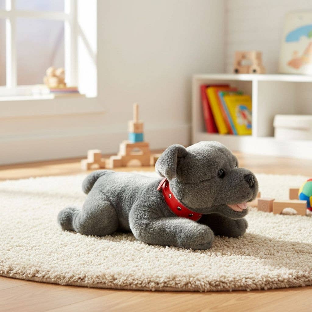 Bocchetta Plush Toys – Großhandel Plüschtier – Hund – Bullet - Staffy - 28 cm schlaff, grau1