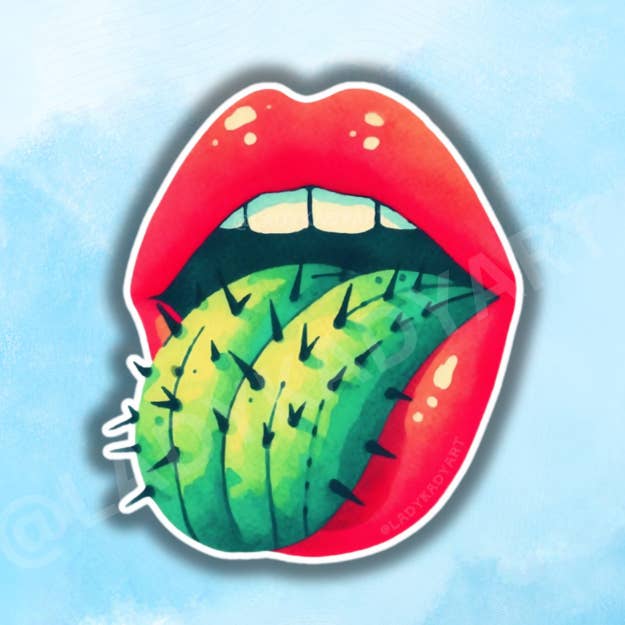 Cactus Mouth Sticker, Desert Theme Vinyl Sticker, Arizona for wholesale by Lady Kady Art