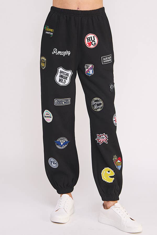 JADE BY JANE – Großhandel Lounge-Trainingshose/-Jogginghose – Damen – Jogginghose mit mehreren Patches und hoher Taille JBJ102220