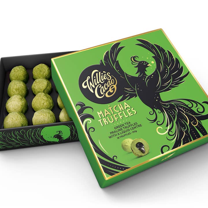 Matcha Truffles with soft centre. Kotobuki Matcha. x16 110g for wholesale by Willie's Cacao