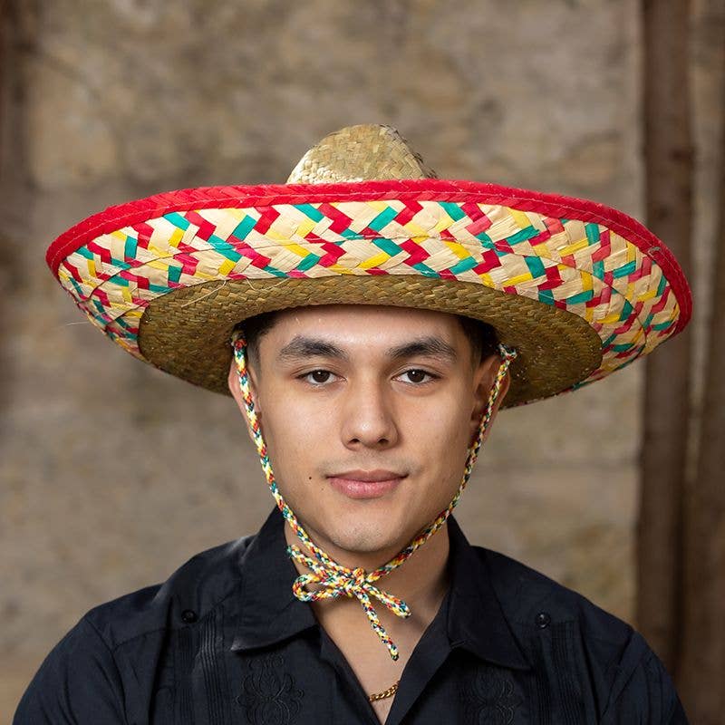 Amols' Party & Fiesta Favors - Wholesale Straw Hat - Unisex - Mexican Colored Edge Sombrero2