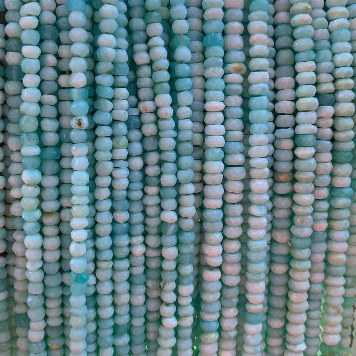 BestBeads&Beyond - Wholesale Beads - High Quality Genuine Blue Opal Smooth/Faceted Rondelle Beads