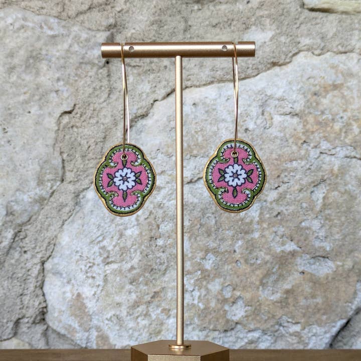 Katie Lynne - Vintage Textile Jewelry - Wholesale Dangle Earrings - Jackie Drop Earring1