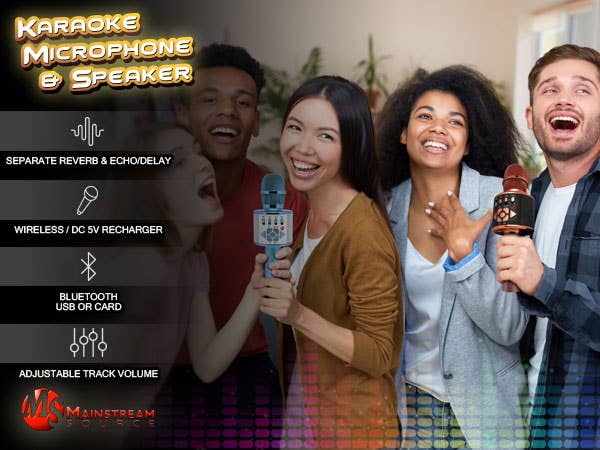 Mainstream Source - Wholesale Musical Instrument - Mainstream Source® Wireless Bluetooth Karaoke Microphone – H19