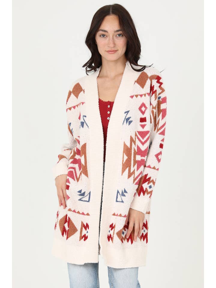ANGIE - Wholesale Cardigan - Women's - XHP34-ASIS COZY AZTEC CARDIGAN SWEATER7