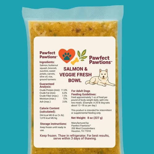 Zalm & Groente Verse Kom 8oz voor wholesale door Pawfect Pawtions