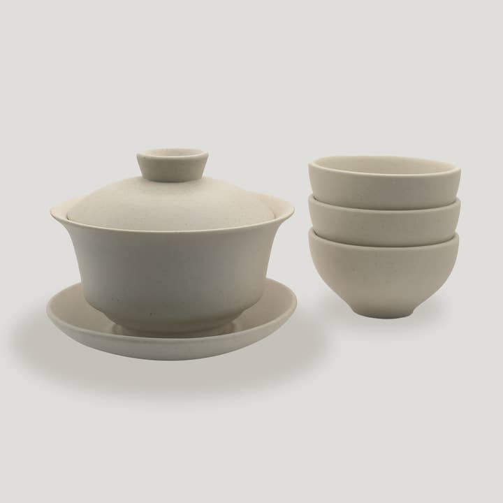 Raw Clay Gaiwan Set for wholesale by White Noise Tea