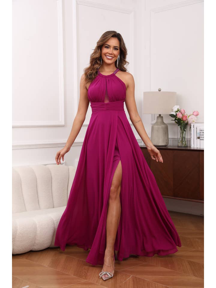 Lucas & Emma - Sarl RJ & co - Wholesale Gown - Women's - Long evening ceremony dress with slit 17932-1