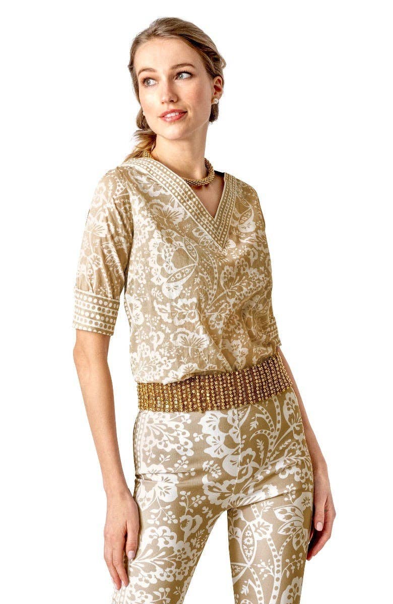 Gretchen Scott LLC - Wholesale Blouse - Women's - Let It Flow Top - Flora11