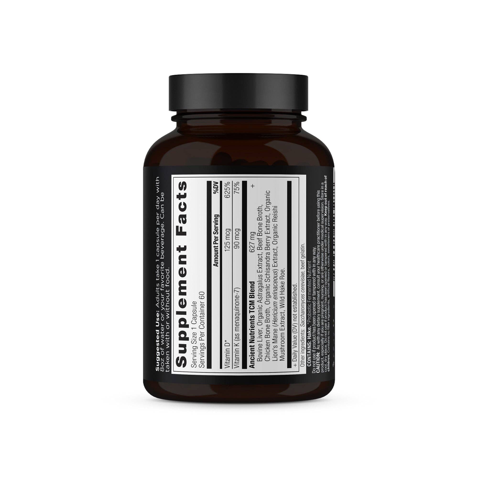 Noir Nutriments Anciens Vitamine D3 + K2 | Gélules (60 Gélules) en vente sur Faire5