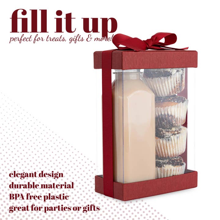 Hammont - Wholesale Gift Box - Clear Plastic Gift Boxes 6 Pack Bakery Boxes