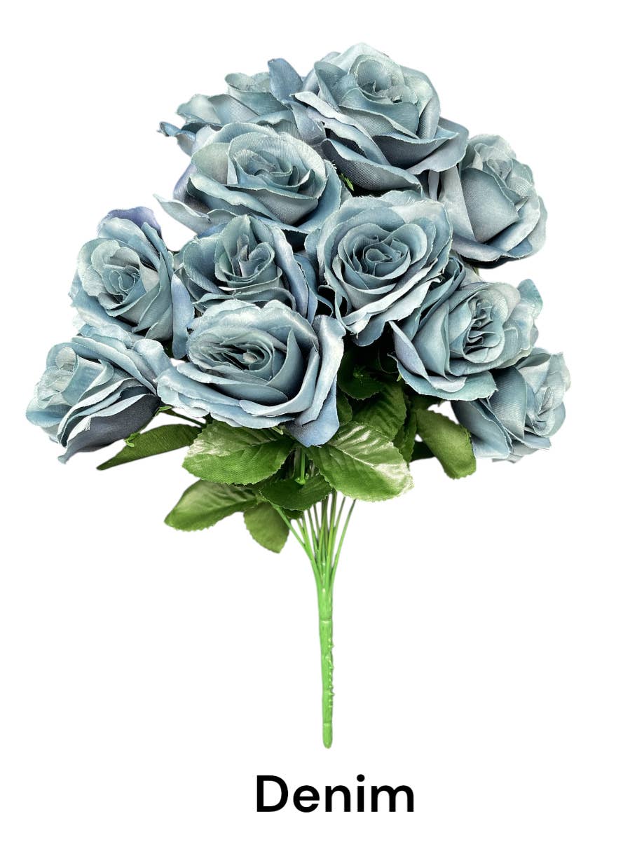 Thompson Wholesale - Wholesale Artificial Flowers - Color Fast Lillian Open Rose Bush (30 PK)12