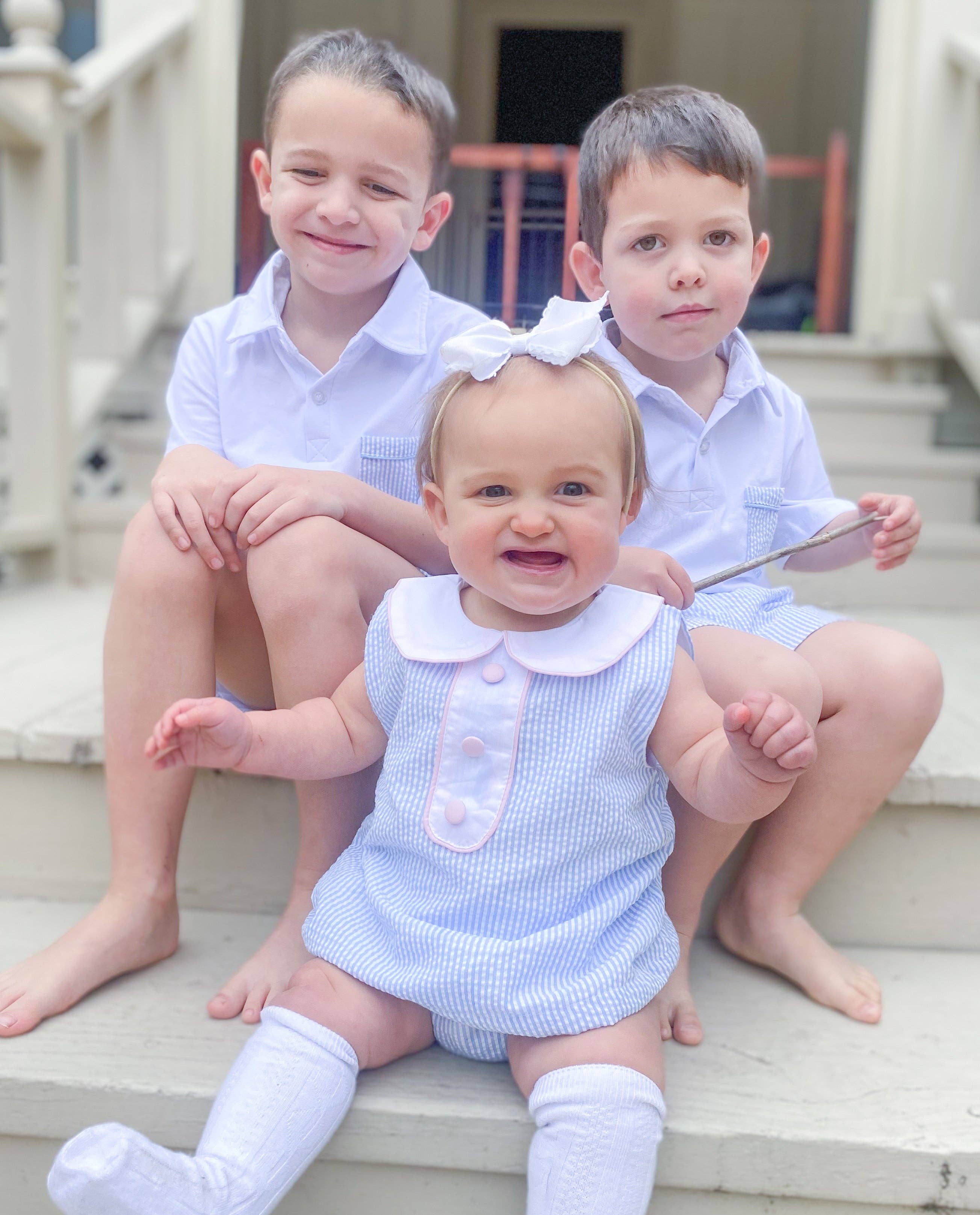 Huckleberry Hill Kids - Wholesale Top & Short Set - Kids - Seersucker Polo Short Set3