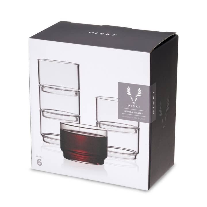 Viski - Wholesale Cocktail/Liquor Glass - Stackable Bodega Glasses – Set of 6 by Viski