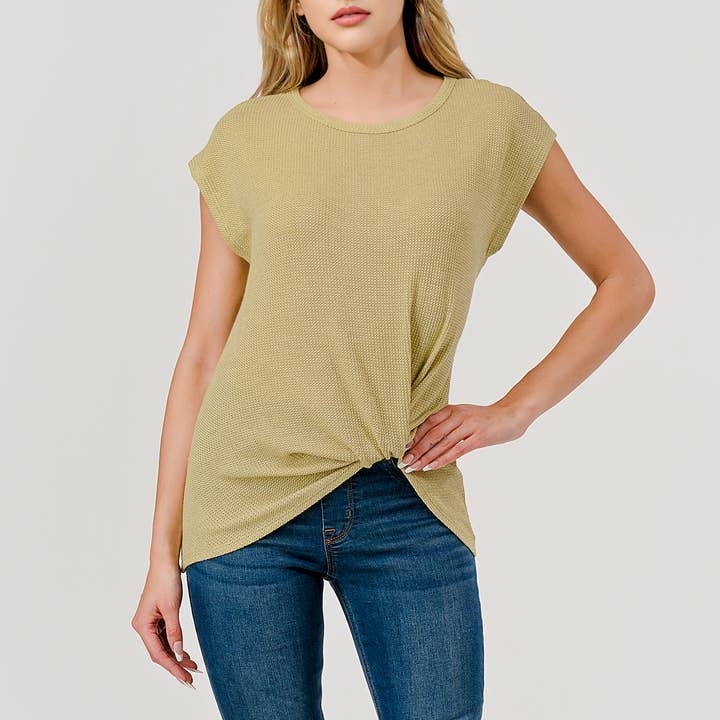 Heimious - Vente Haut en maille – femme - Haut en tricot à manches courtes et nœud décollé, T8056