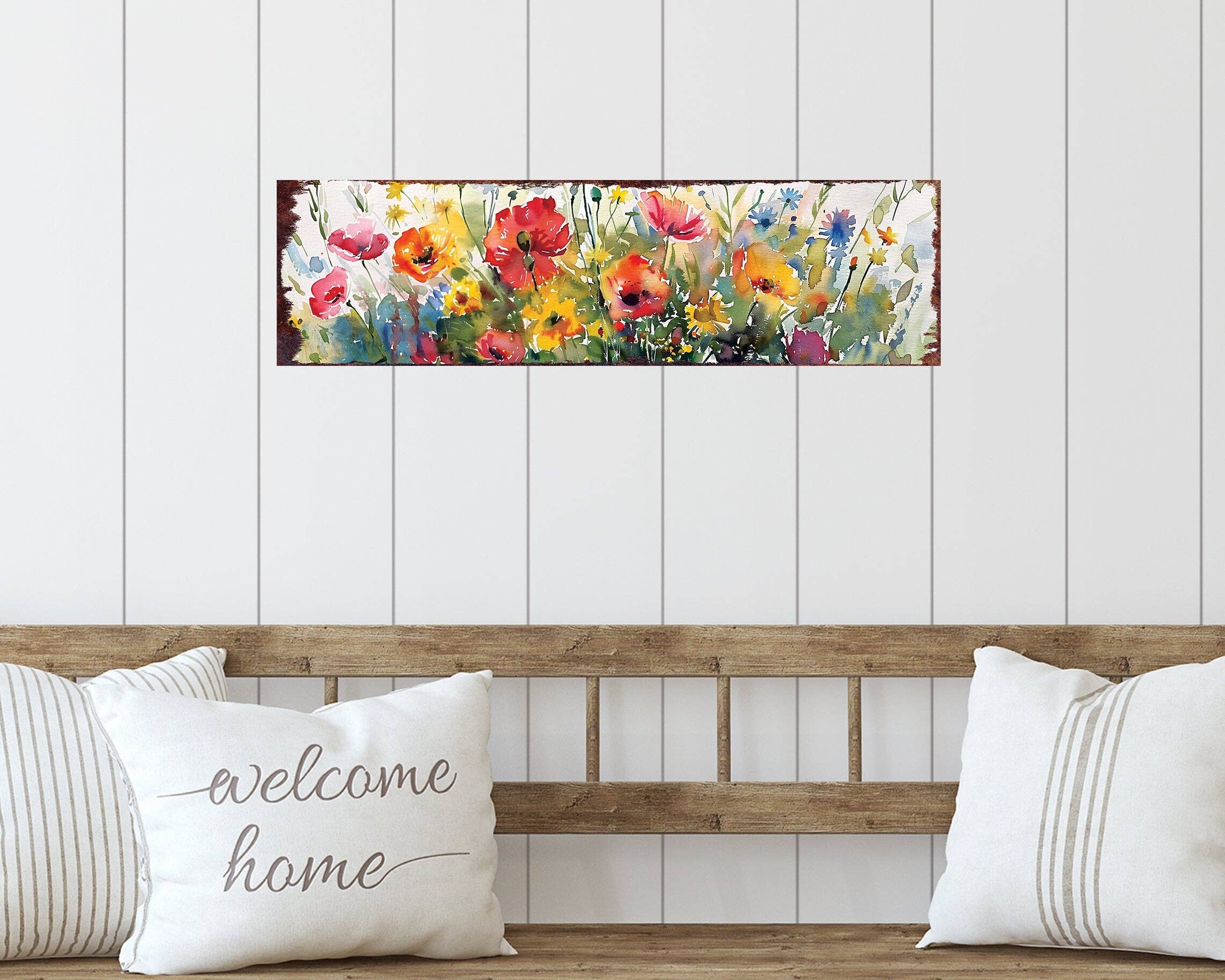 TX USA Corporation - Wholesale Sign - Spring Watercolor Wildflower Wall Sign - 32in Welcoming Home Decor1
