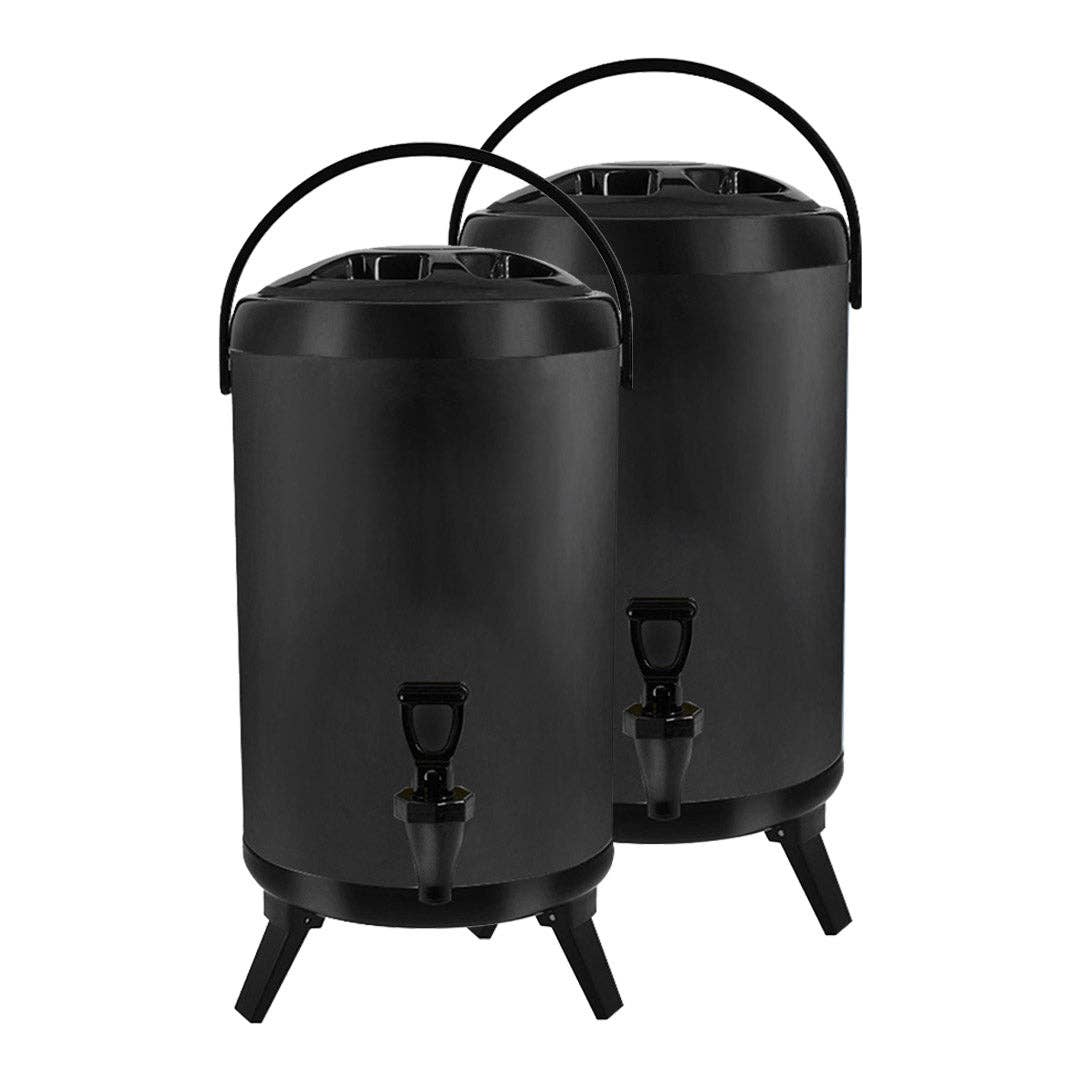 SOGA International Pty Ltd - Vente Appareils électroménagers - Baril de thé au lait isolé SOGA 2 x 10 L en acier inoxydable, contenant distributeur de boissons chaudes et froides avec robinet, noir0
