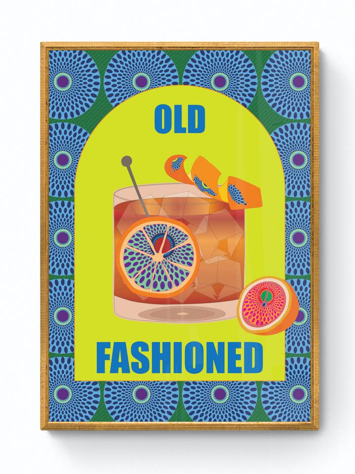Old Fashioned Cocktail Wall Art Print for wholesale by Ijan Tola