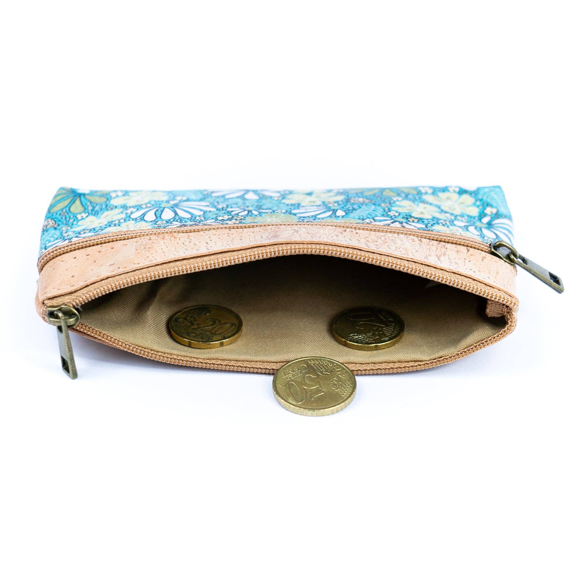 Meninas Bonitas Cork - Vente Porte-monnaie – femme - Portefeuille femme en liège imprimé chic à double fermeture éclair BAG-23287