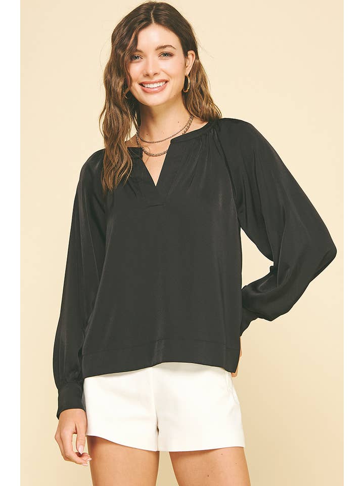 PINCH - Wholesale Blouse - Women's - V-NECK WOVEN BLOUSE TOP - 6183T6