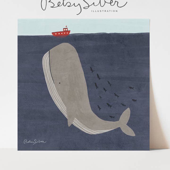 Whale Art Print for wholesale by Betsy Siber, Illustration
