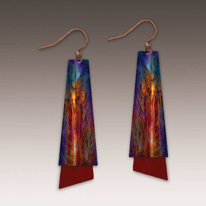 Illustrated Light & DC Designs - Wholesale Dangle Earrings - Canyon Rust Abstract Flutter Multilayer Earrings0