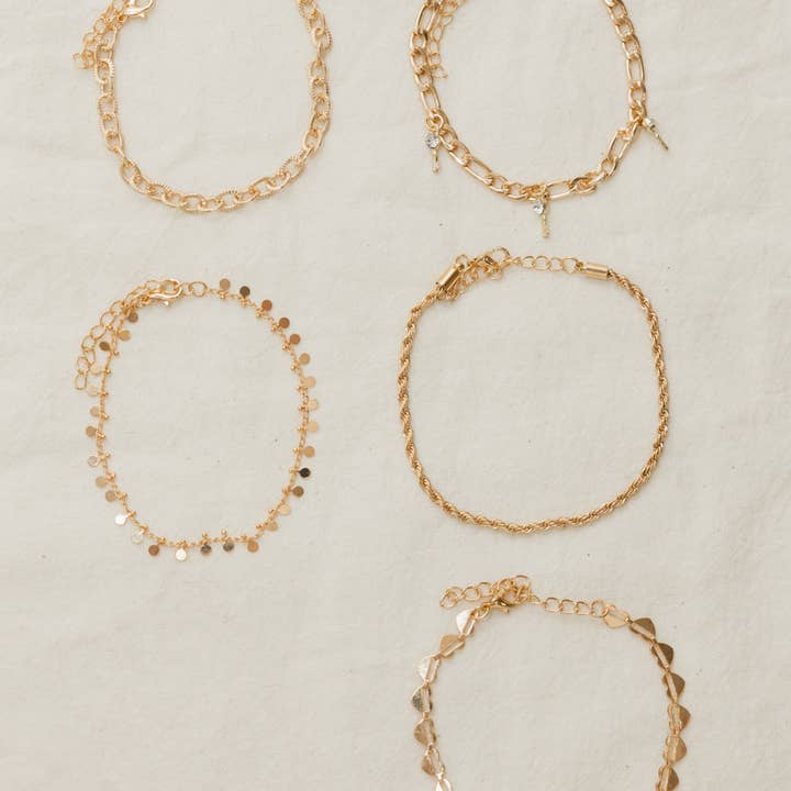 Mix & Match Dainty Gold Anklet/Bracelet Set for wholesale on Faire1