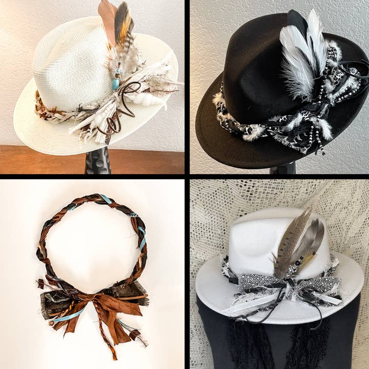 Hat Bar Stuff Sampler pack Hat Band Feathers Hat Pin  and other Purchase Wholesale feather hat band. Free Returns & Net 60 Terms on Faire trending on Faire.