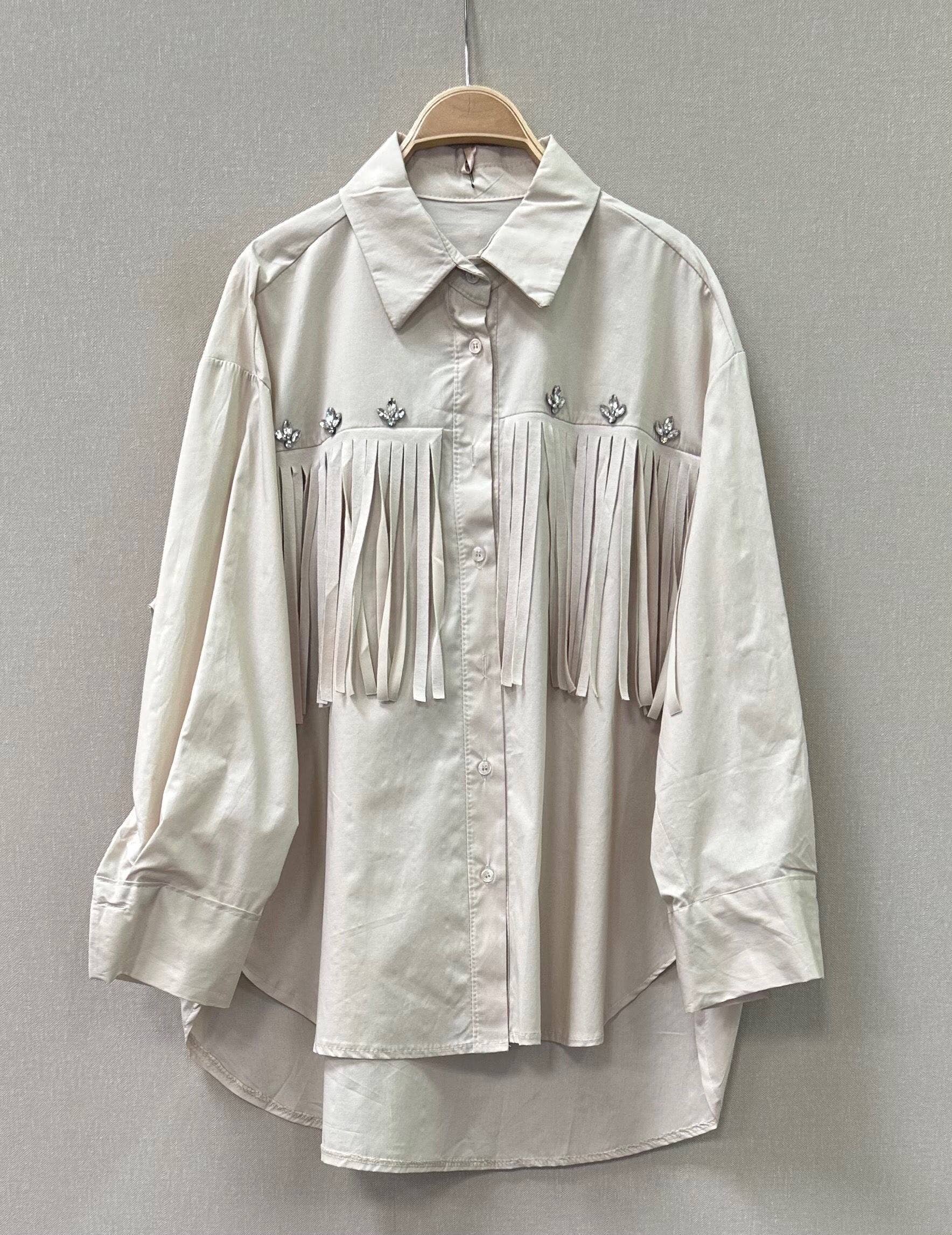 SWEET MAGIC MODA Y COMPLEMENTOS - Wholesale Button Down Shirt - Women's - COTTON FRINGE SHIRT2