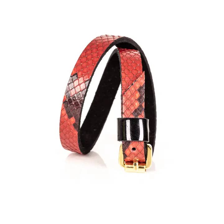 The Dark - Wholesale Bangle Bracelet - Scarlet Serpent Wrap Red Python Leather Women’s Bracelet1