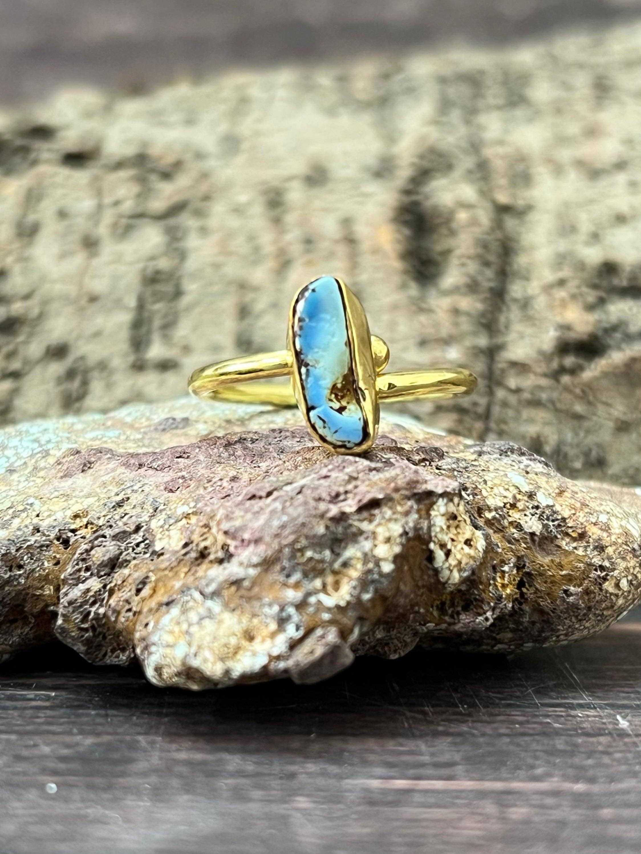 Nizhonitradersllc - Wholesale Cocktail/Statement Ring - “The Golden Collection” Natural Golden Hills Turquoise Adjustable Ring