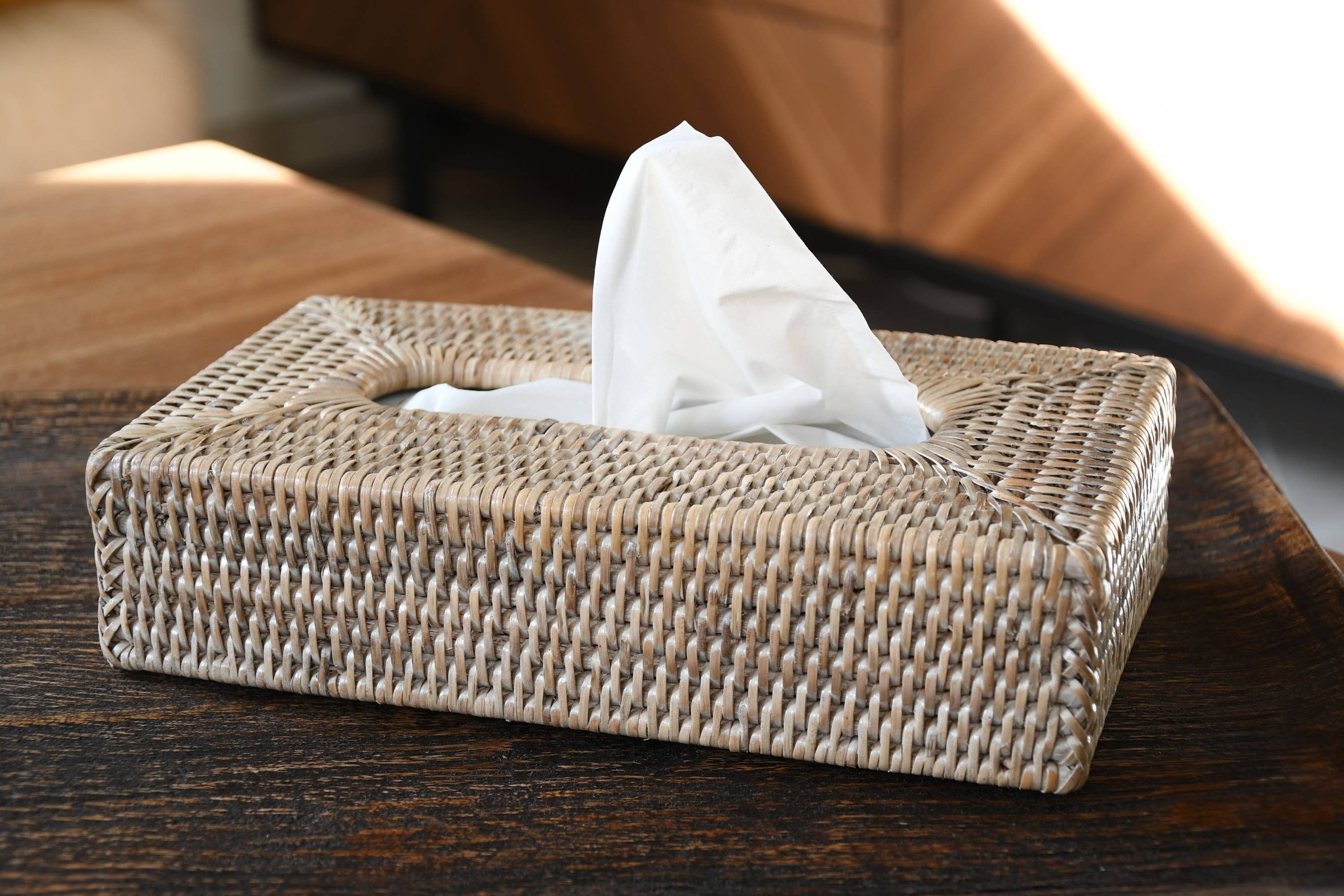 Pagan - Wholesale Tissue Box - Cosette tissue box, white cerused rattan1