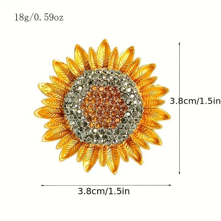 Magnifique Hearts – wholesale Brosch – Vacker Vibrant Solros Brosch, strass, Elegant 1.5