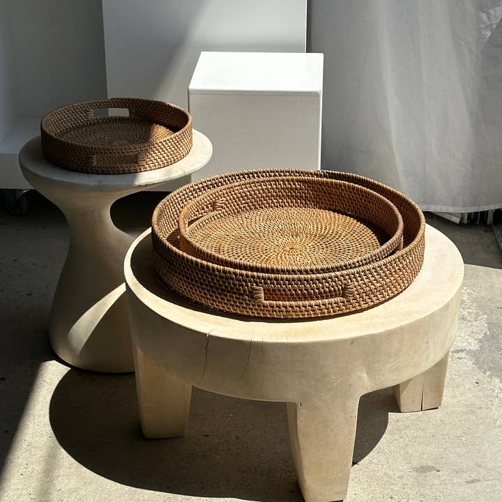 Office Objets - Wholesale Basket - Set of three handcrafted Indonesian wicker baskets in natural rattan (caramel)32