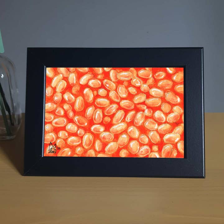 Baked Beans acrylic painting - Framed 4x6" Print for wholesale by Lee McGuire Art