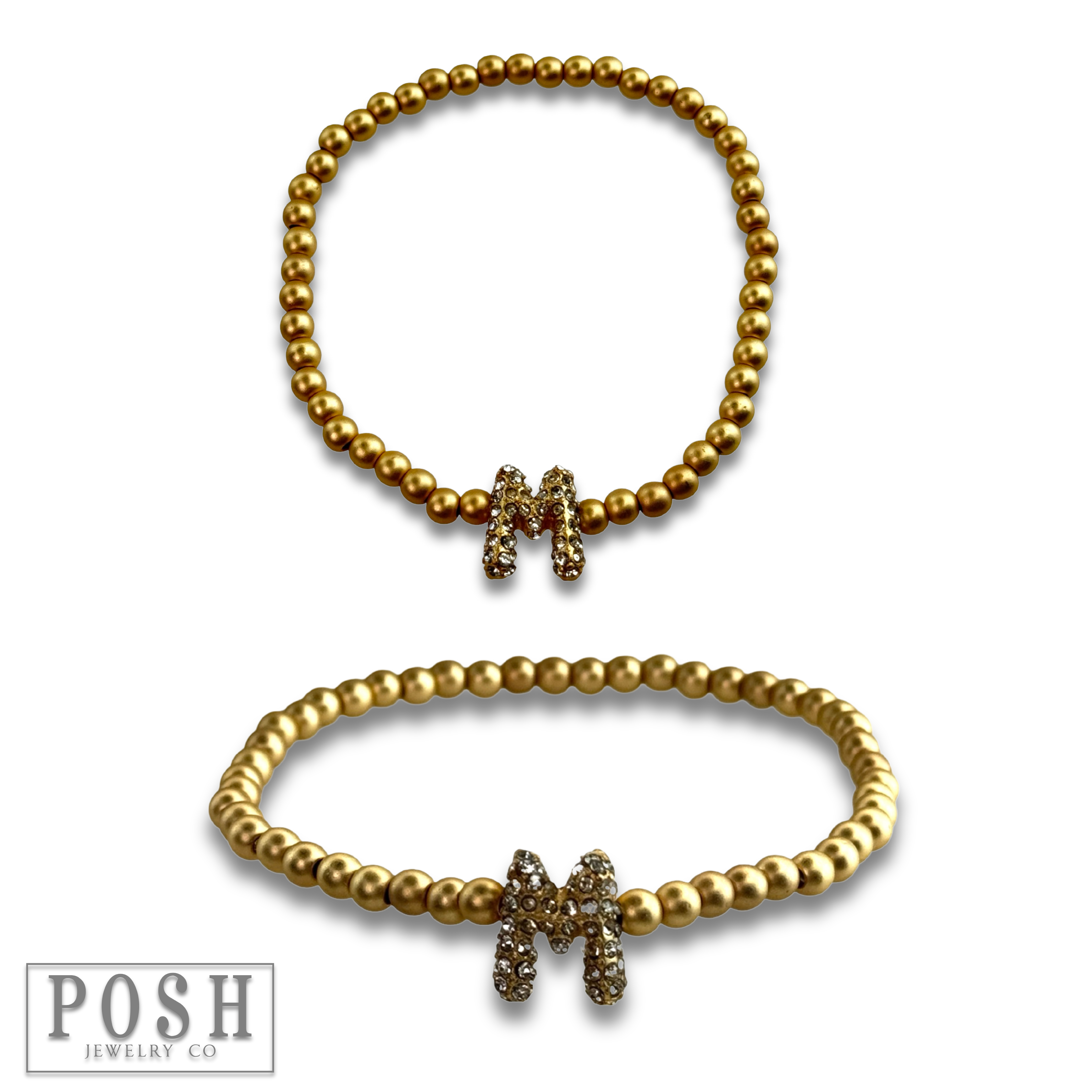 Pink Panache Brands - Wholesale Beaded Bracelet - Bead bracelet with rhinestone inital18