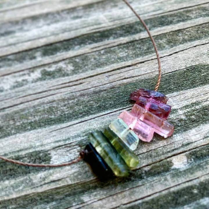 Merelani Designs - Wholesale Pendant/charm necklace - Multi Tourmaline Stick Bar Necklace3