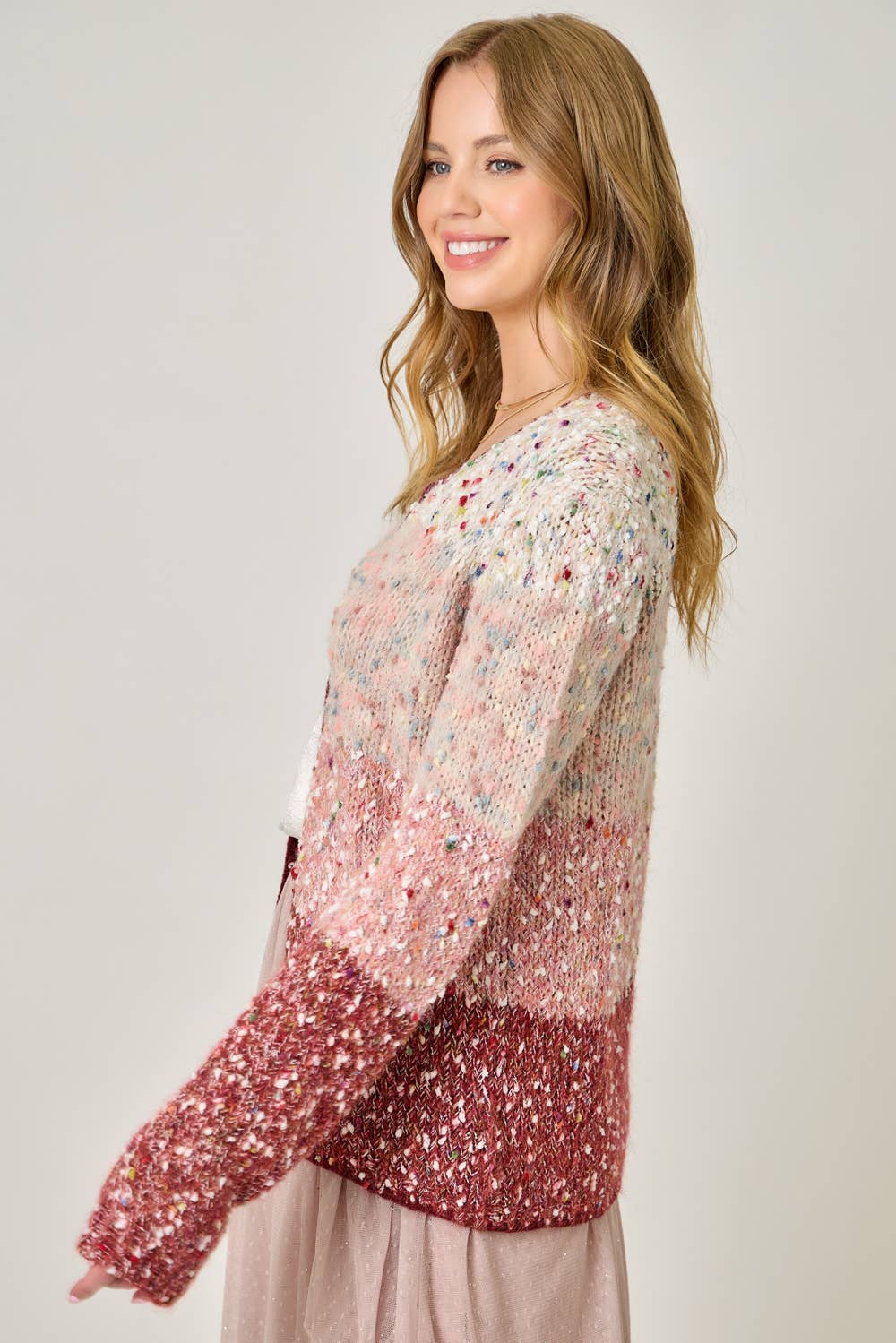 Mystree - Wholesale Cardigan - Women's - 61203 Melange Color Blocked Cardigan 3