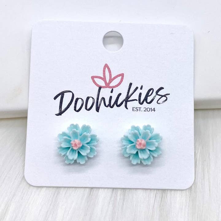 Doohickies - Wholesale Stud/Post Earrings - 12mm Spring Wildflower Dayzz Studs -Earrings
