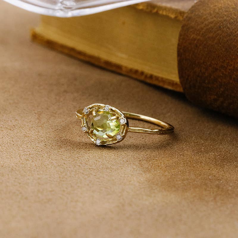 Gioiellin - S925 Silver Jewelry - Wholesale Pendant/Charm Necklace - 925 Sterling Silver Irregular Peridot Ring Necklace1