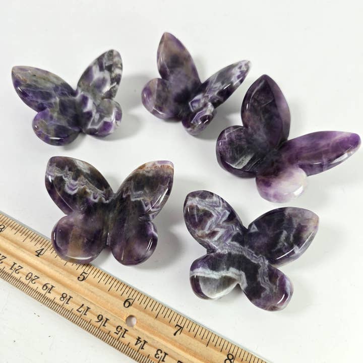 Borboleta Ametista Chevron ~ Cristais Polidos por Atacado por atacado de Aquamarine Daydream Wholesale