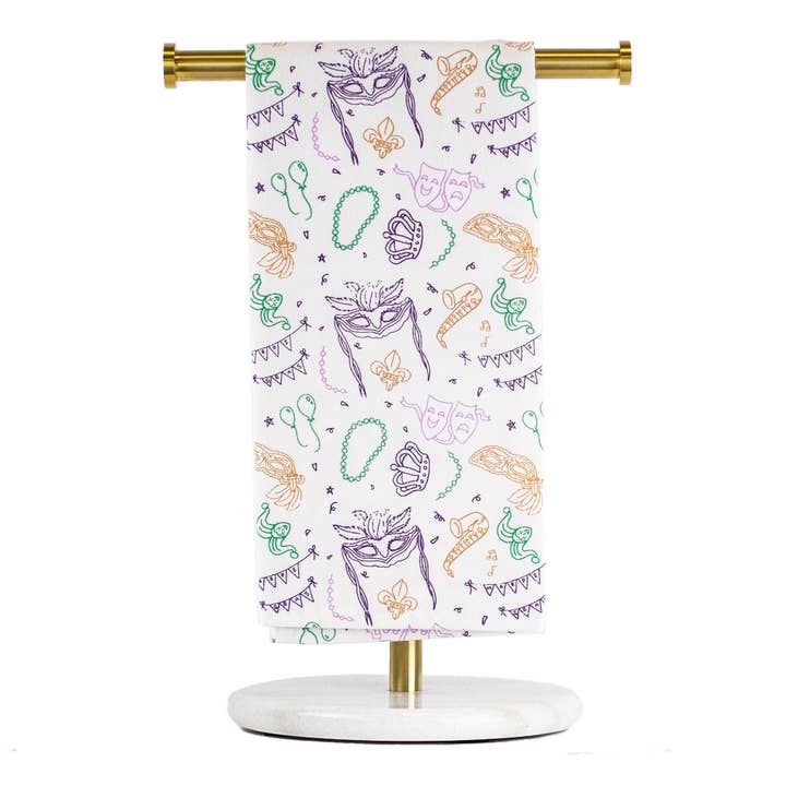 Royal Parade Hand Towel White/Purple/Green/Gold 20x28 for wholesale by The Royal Standard
