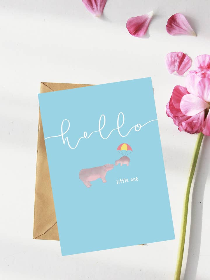 Hello Little One New Baby Card for wholesale by Liv & Draw