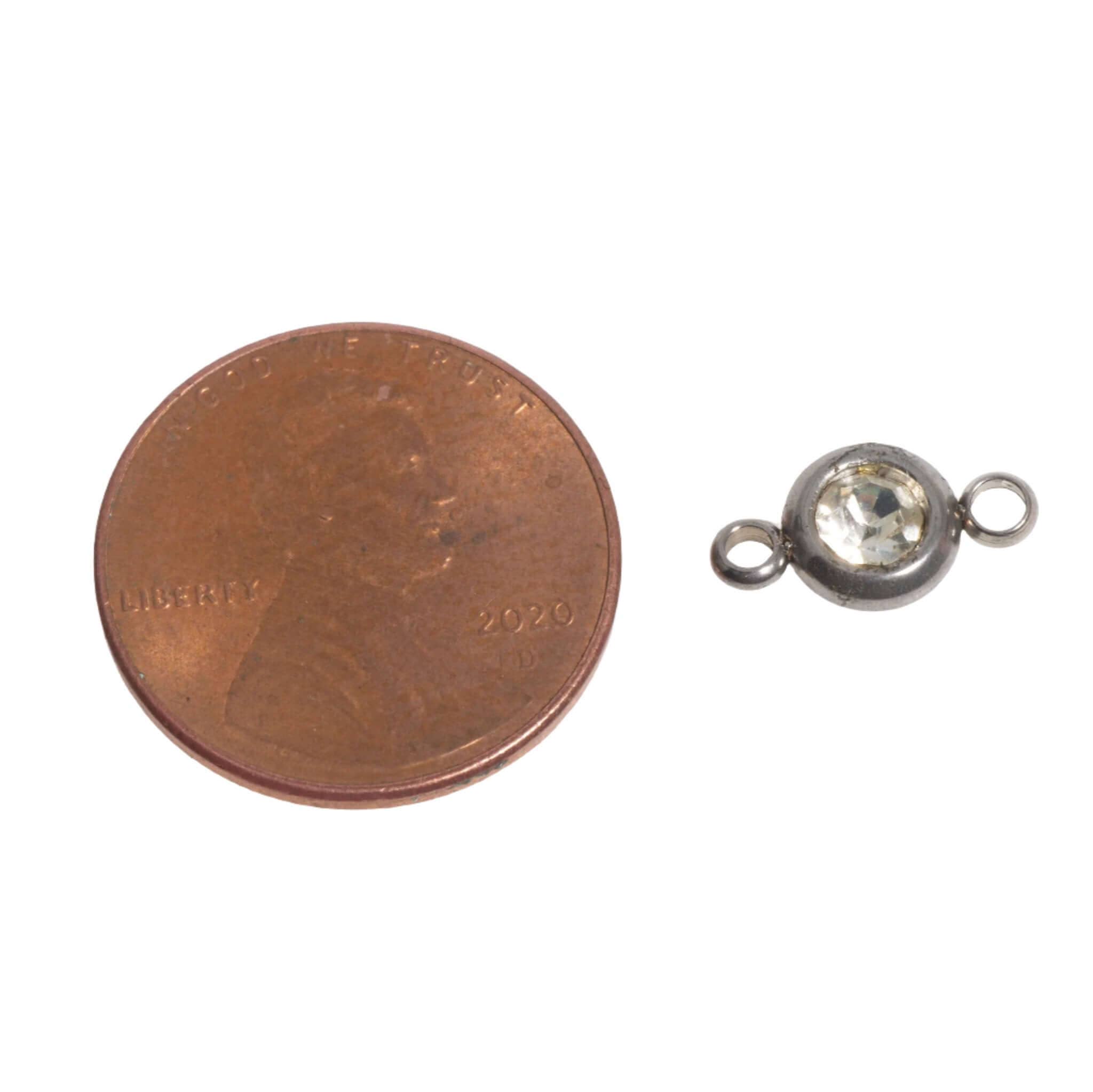 Continental Beads - Wholesale Individual Charm/Pendant - Permanent Jewelry Gold Connectors with CZ Crystals - 6mm - Available in Silver & Gold - Sold Individually - CONN6SS3