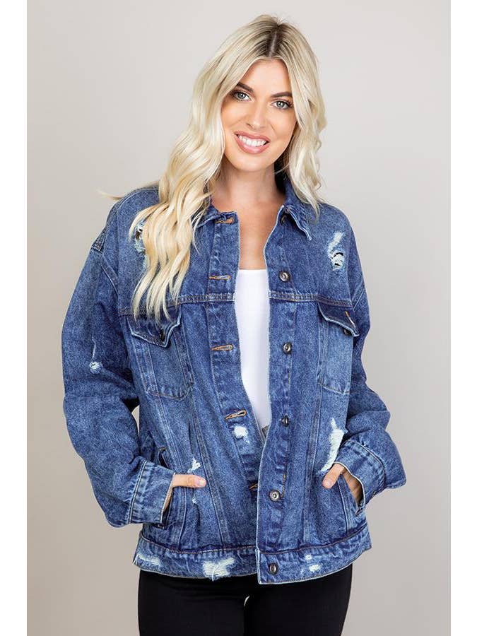 BLUE AGE - Vendita all'ingrosso Giacca di jeans - Donna - Giacca di jeans oversize destroyed