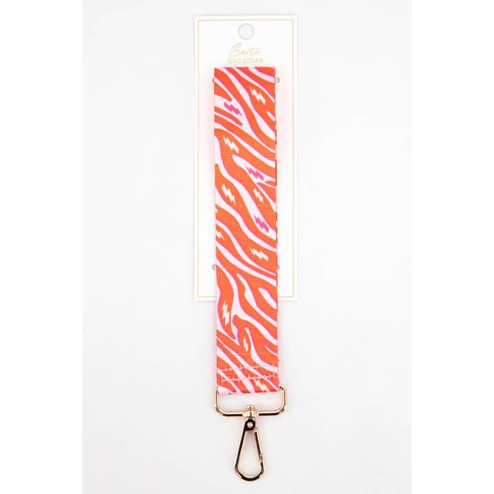 Sarta Accessories - Wholesale Bag strap – women's - Two Tone Zebra & Lightning Bolt Wrist Strap in Pink & Orange2