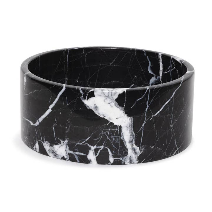 MOOISA - Wholesale Decoratief bord/schotel/kom - Marmer fruitschaal rond Ø24cm zwart0