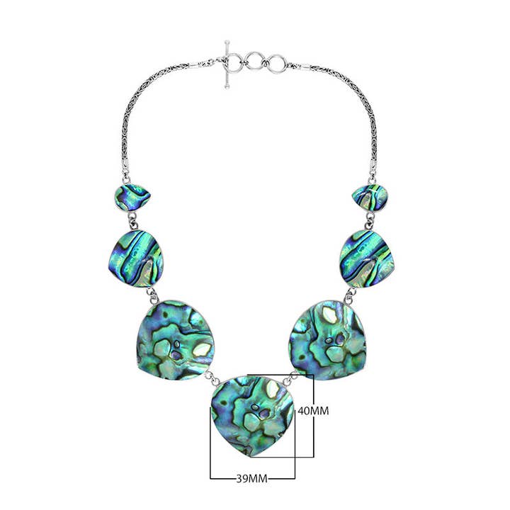 Bali Designs - Wholesale Pendant/Charm Necklace - AN-1010-AB Rounded Petal Abalone Shell & Sterling Silver Necklace – Wholesale Bali Jewelry1